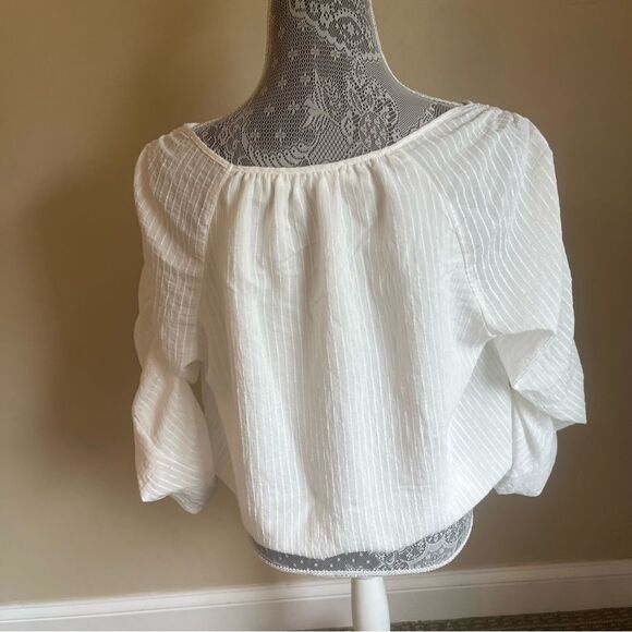 Astr The Label Cream Ruched Long Sleeve Top Sz Large - Picture 7 of 10